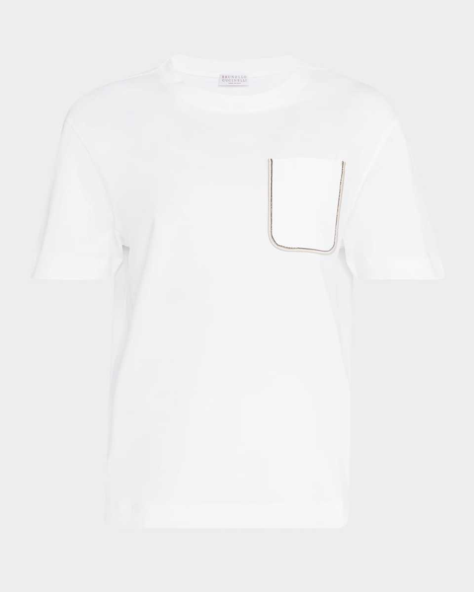 Monili Satin Pocket Cotton Jersey T-Shirt